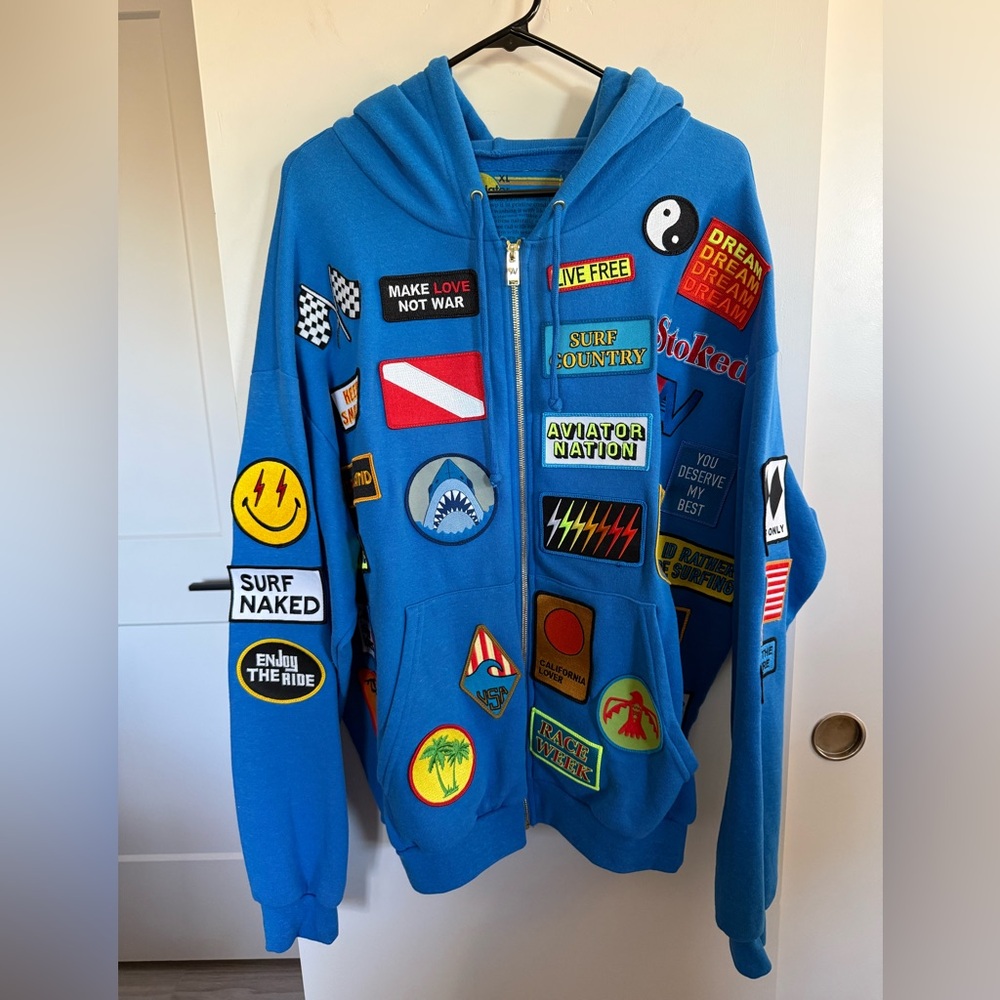 Aviator Nation Vintage Patch Zip Hoodie Relaxed Size XL Unisex